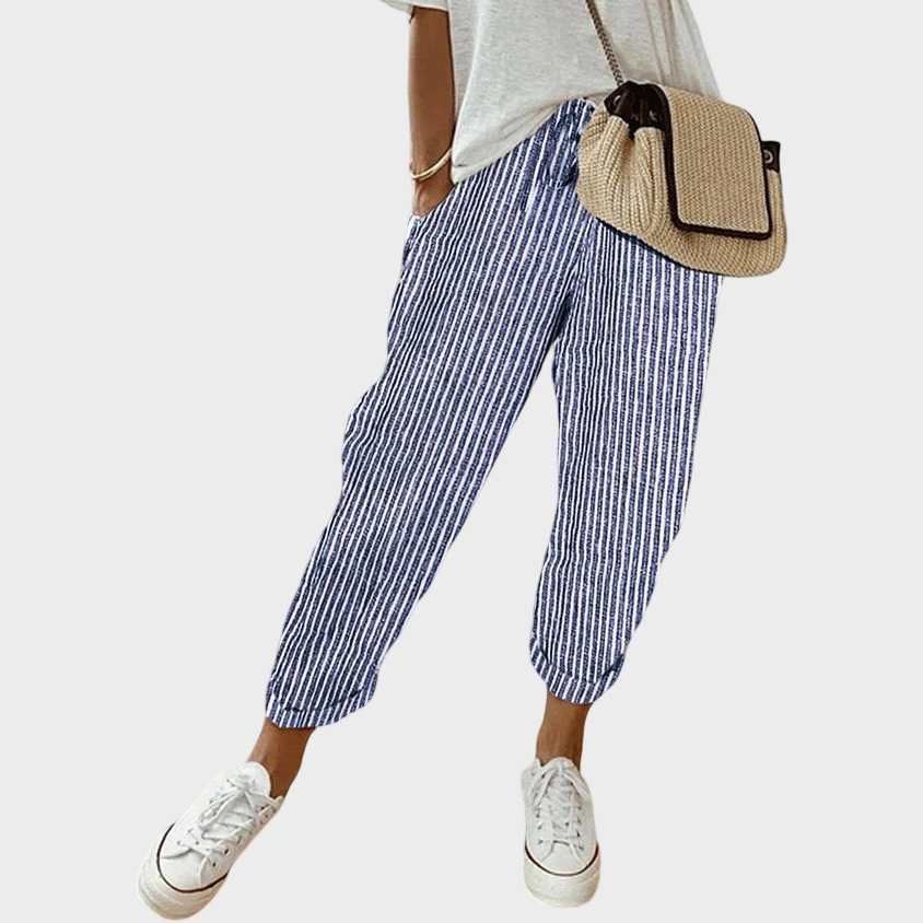 Helga | Pantaloni casual din in stilați Helga