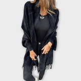 Maris | Cardigan tricotat wrap cu franjuri Maris