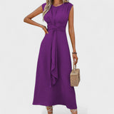 Emília | Rochie maxi, fără mâneci, cu decolteu rotund