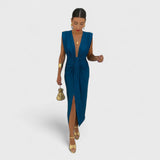 Júlia | Rochie plisată, cu decolteu deschis