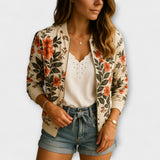 Andreia | Bomber jacket elegant cu model floral Andreia