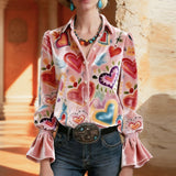 Vintage Blus Med Hjärttryck | Bluză vintage cu print inimă