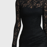 Veronika™ | Rochie maxi neagră din dantelă