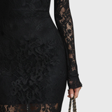 Veronika™ | Rochie maxi neagră din dantelă