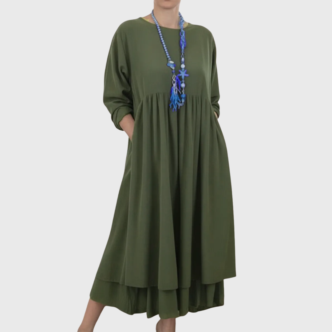 Melvaria | Rochie midi confortabilă, fluidă și versatilă