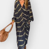 Aira | Rochie boho, cu print și nasturi