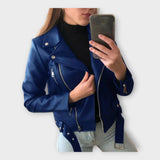 Tuuli | Jachetă modernă din piele cu centură și fermoar Tuuli