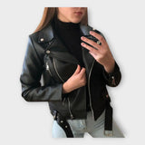Tuuli | Jachetă modernă din piele cu centură și fermoar Tuuli