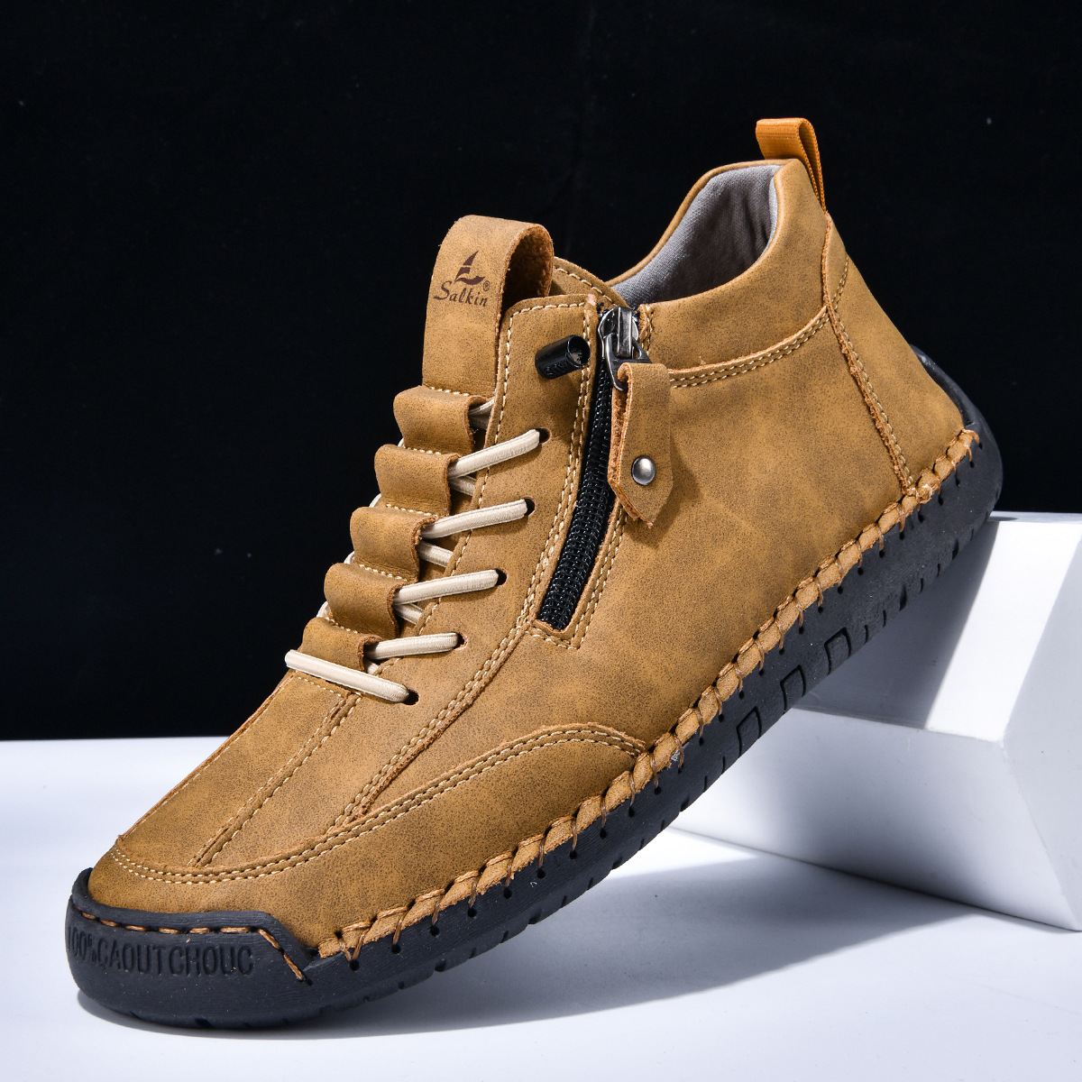 Leik | Ghete din piele cu fermoar lateral Leik