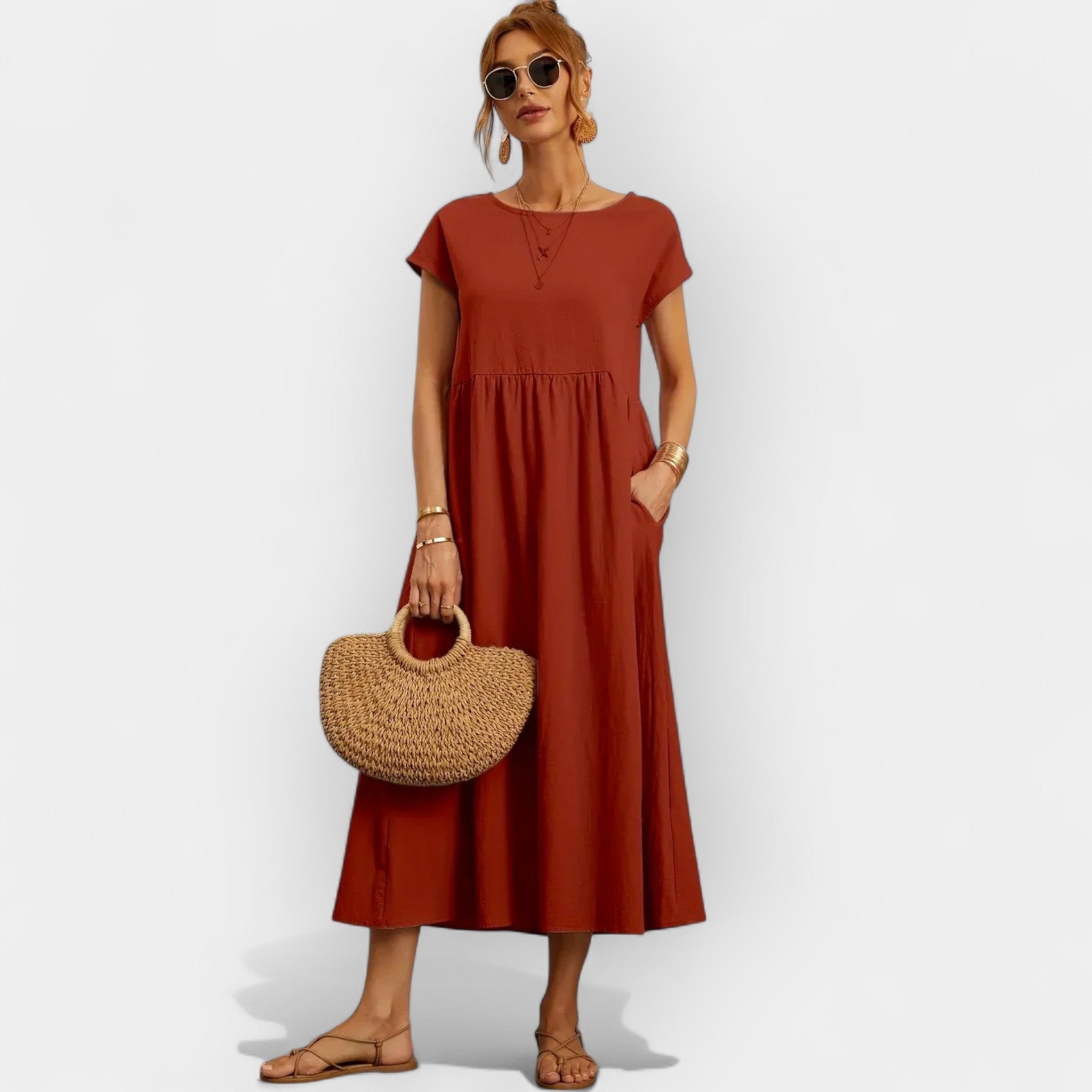 Laine | Rochie ușoară din bumbac, cu buzunare