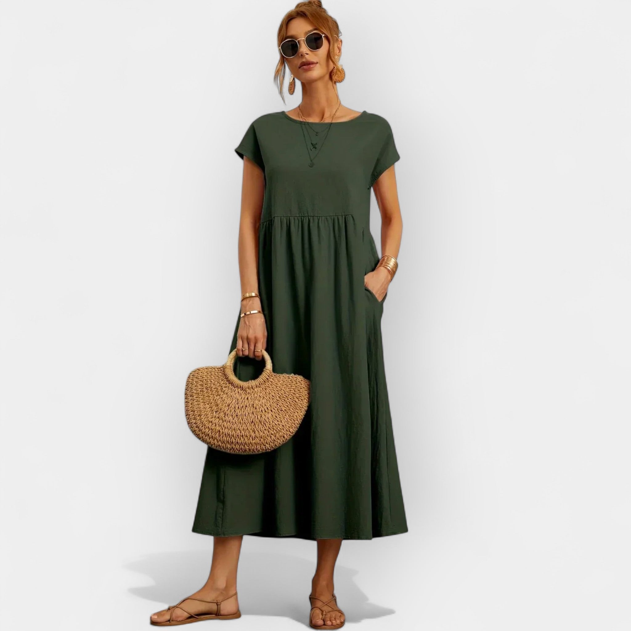 Laine | Rochie ușoară din bumbac, cu buzunare