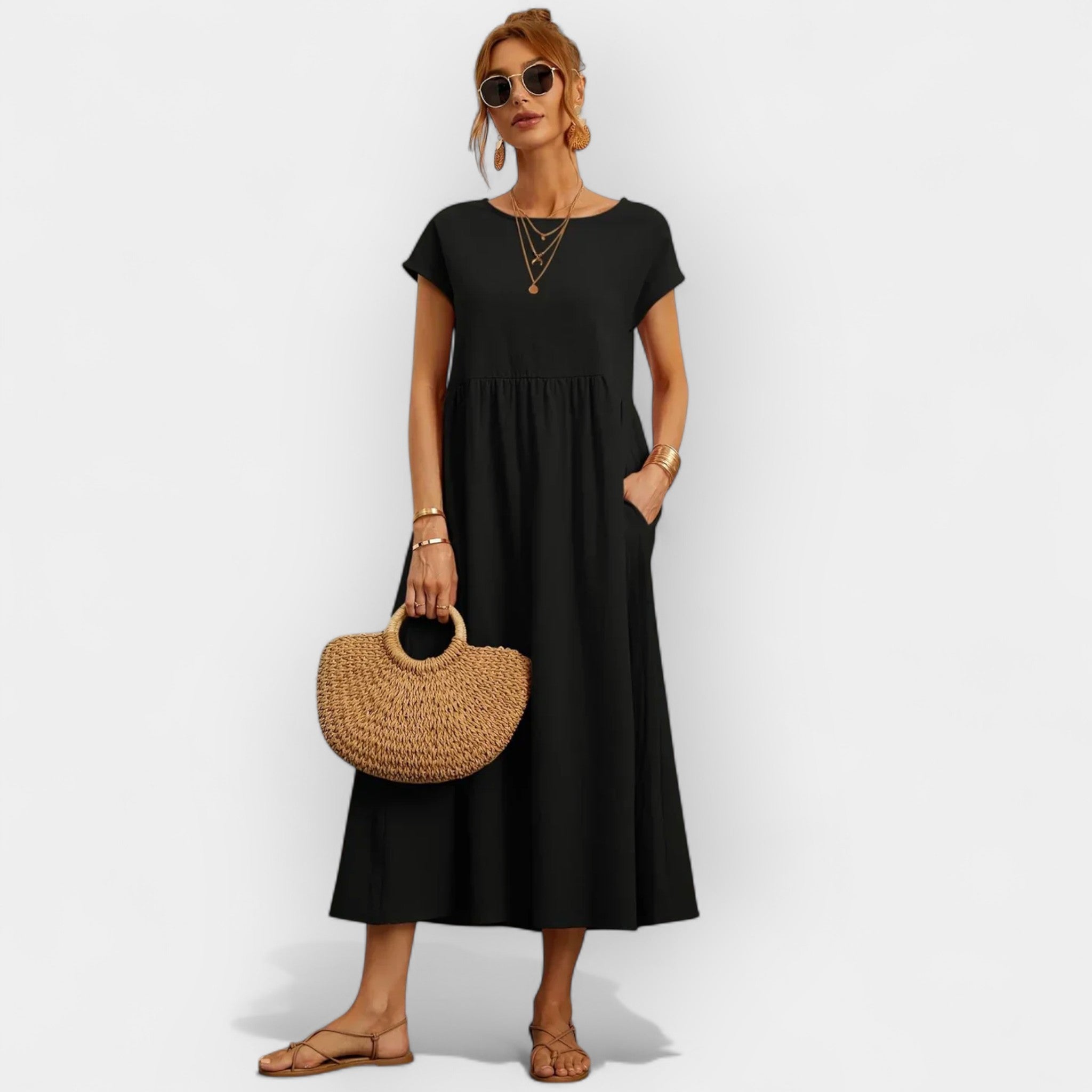 Laine | Rochie ușoară din bumbac, cu buzunare