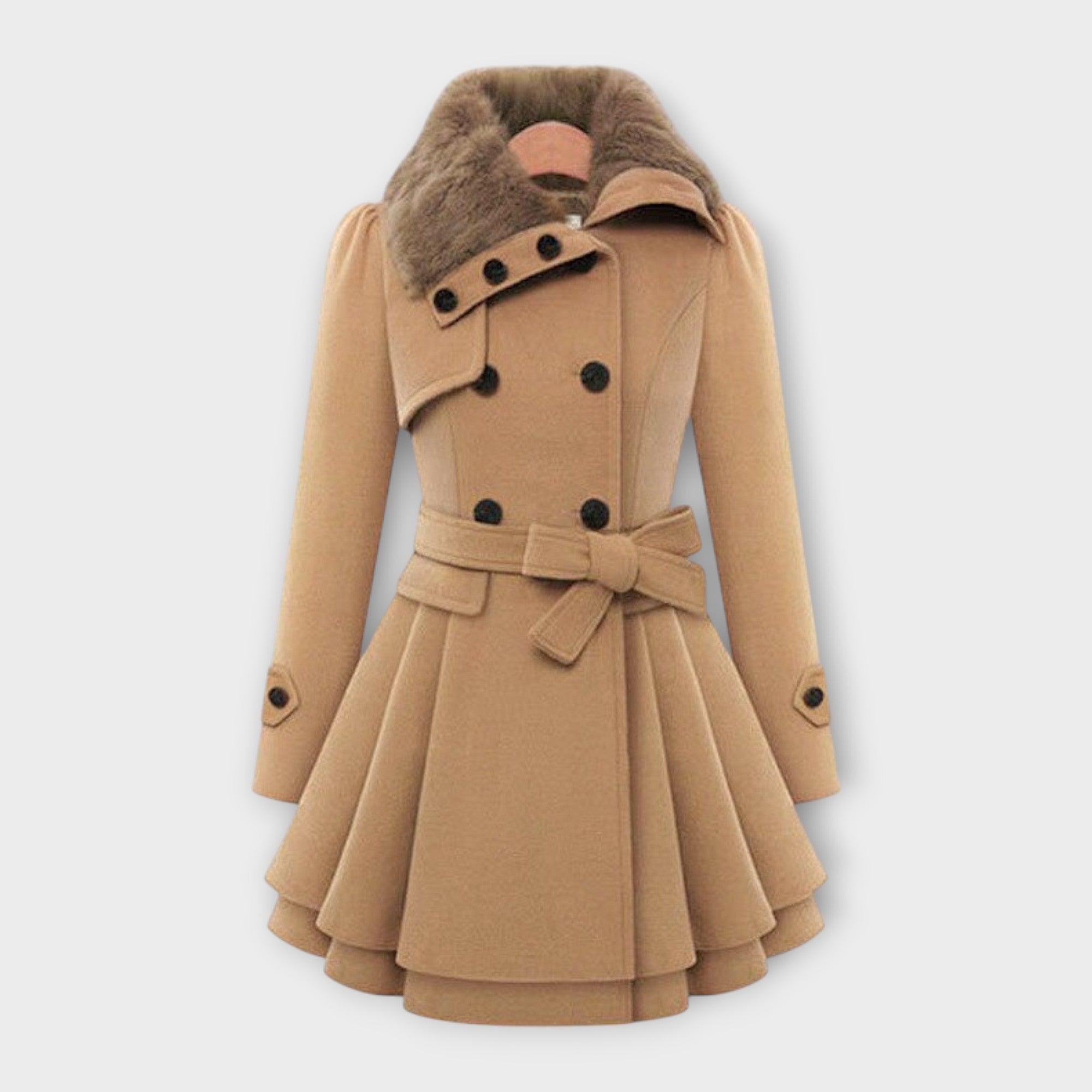 Ema | Palton elegant cu blană artificială Ema
