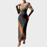 Amélia | Rochie maxi, cu mânecă lungă și decolteu rotund