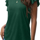Women's Round Neck Ruffled Short Sleeve T-shirt