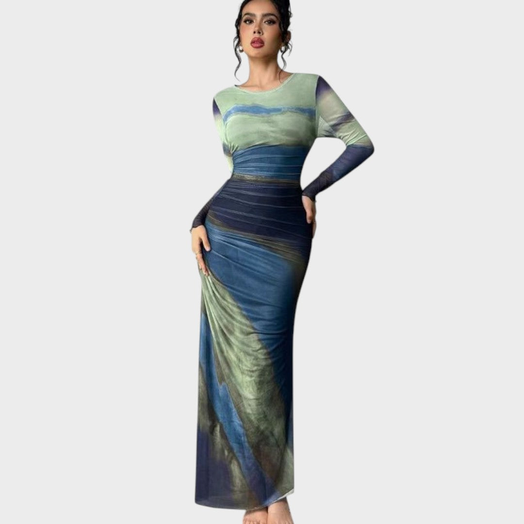 Amélia | Rochie maxi, cu mânecă lungă și decolteu rotund