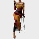 Amélia | Rochie maxi, cu mânecă lungă și decolteu rotund