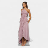 Aria | Lilac midi dress, with ruffles, romantic and feminine