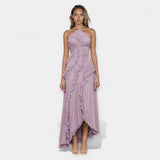 Aria | Lilac midi dress, with ruffles, romantic and feminine