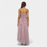 Aria | Lilac midi dress, with ruffles, romantic and feminine
