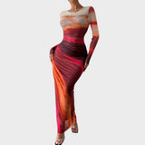 Amélia | Rochie maxi, cu mânecă lungă și decolteu rotund