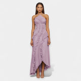 Aria | Lilac midi dress, with ruffles, romantic and feminine