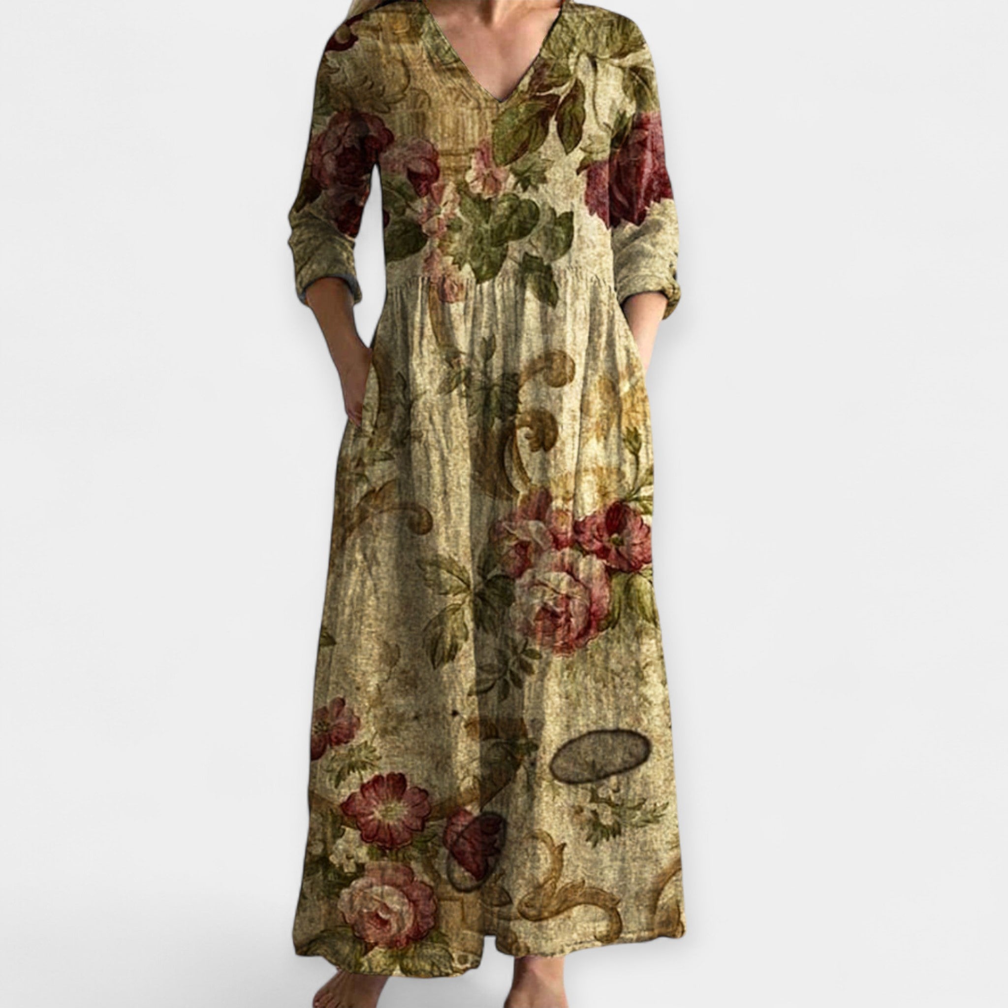 Maarju | Rochie florală ușoară, cu decolteu în V