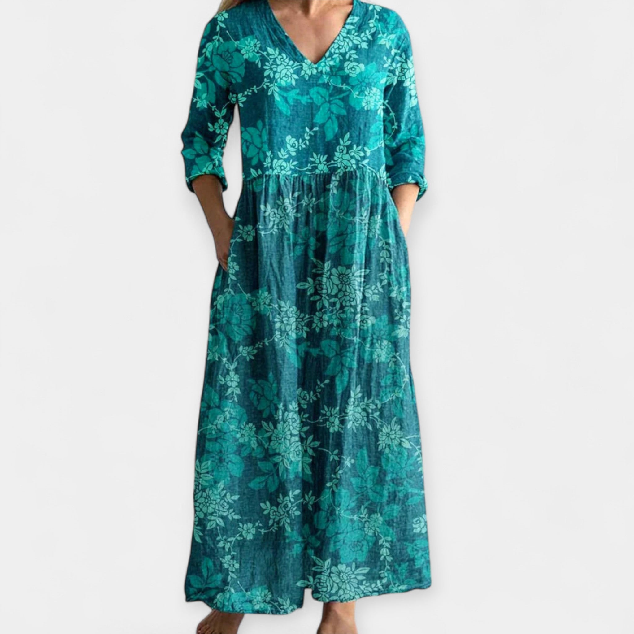 Maarju | Rochie florală ușoară, cu decolteu în V