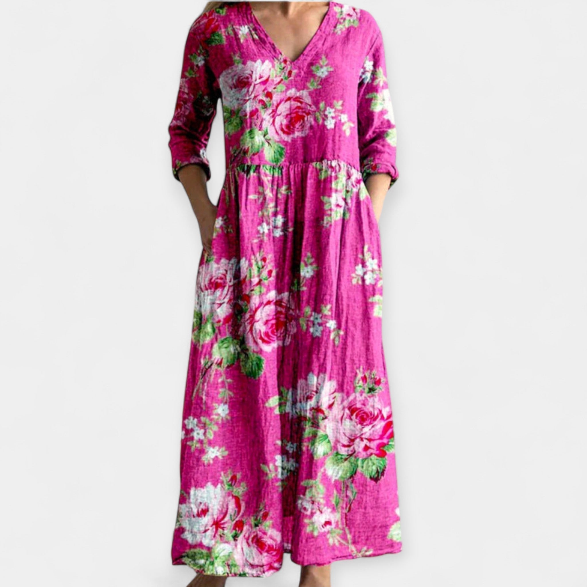 Maarju | Rochie florală ușoară, cu decolteu în V