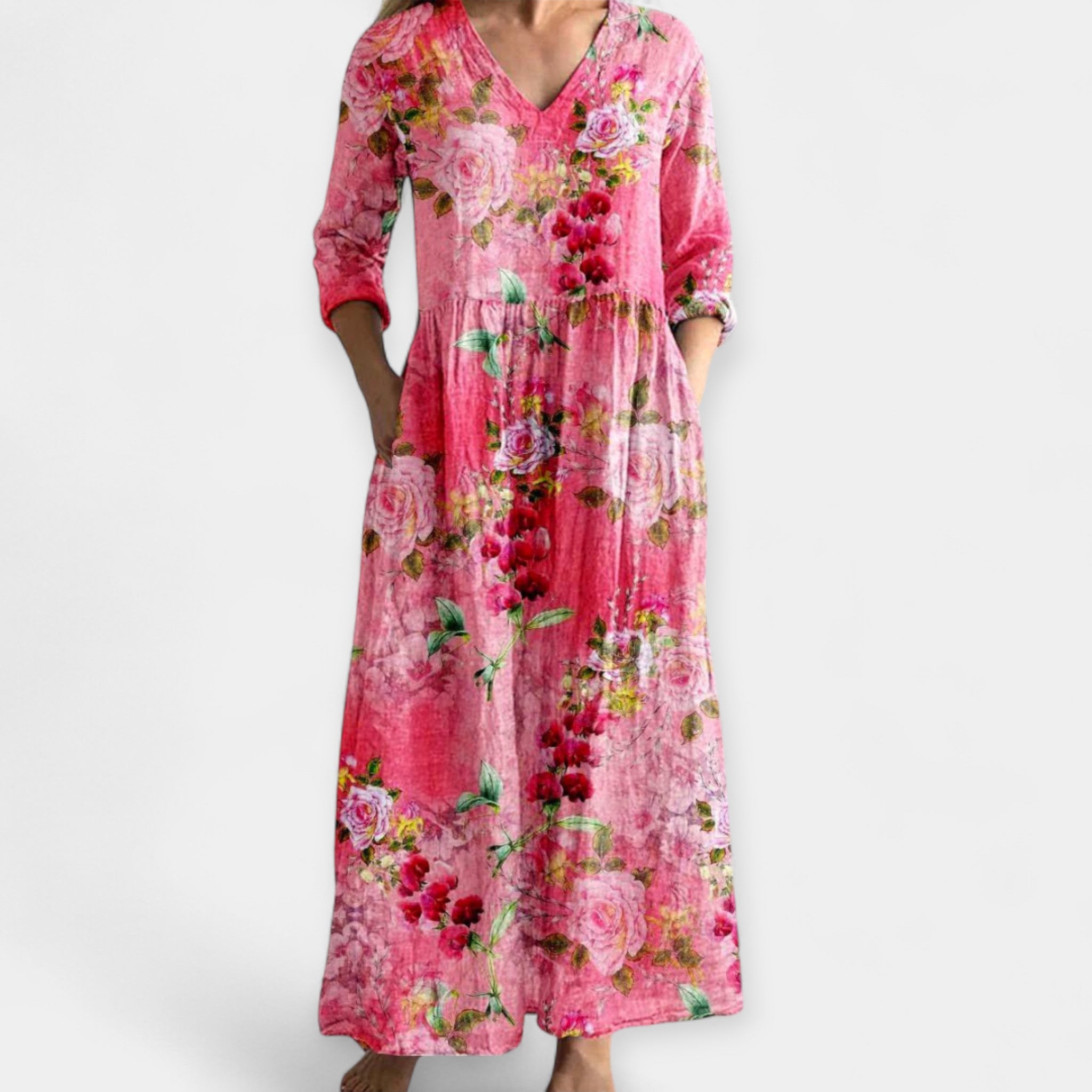 Maarju | Rochie florală ușoară, cu decolteu în V