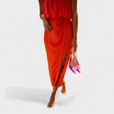 Laurinda | Orange midi dress, vibrant and elegant