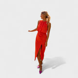 Laurinda | Orange midi dress, vibrant and elegant