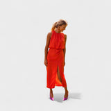 Laurinda | Orange midi dress, vibrant and elegant