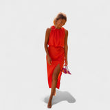 Laurinda | Orange midi dress, vibrant and elegant