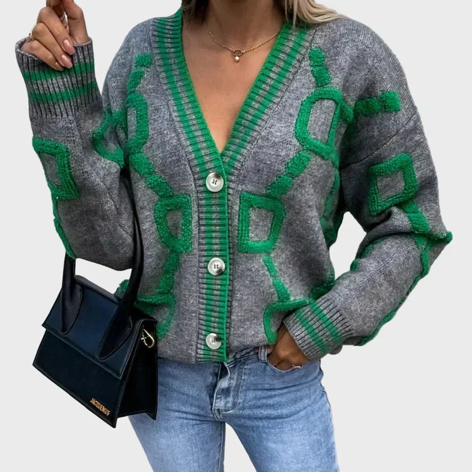 Signe | Vestă tricotată modernă cu model geometric Signe
