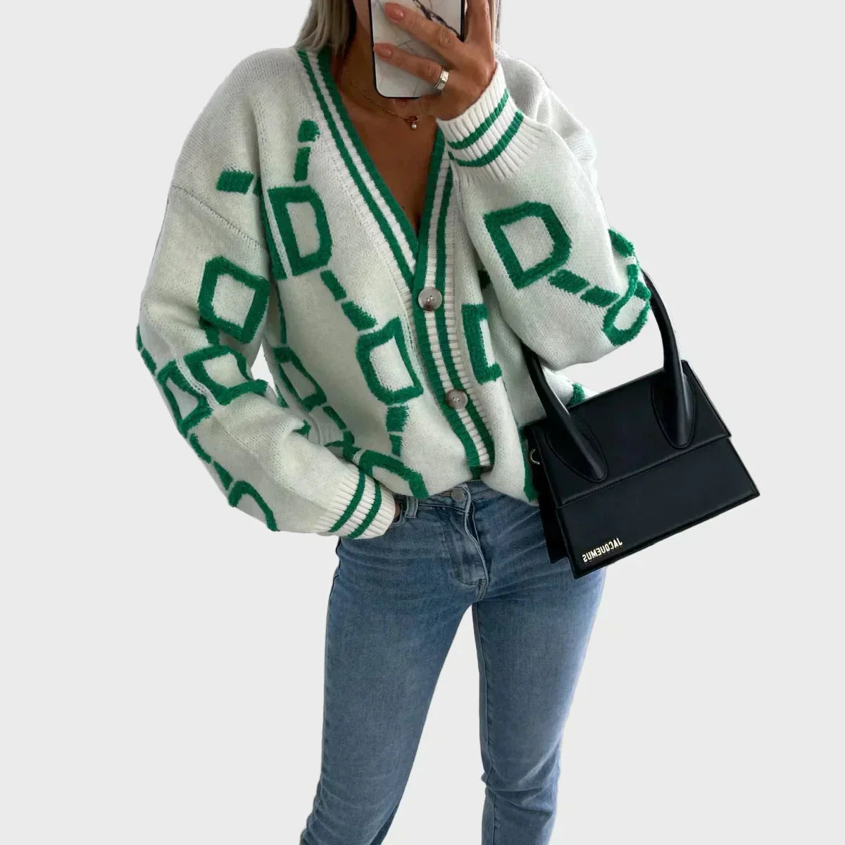Signe | Vestă tricotată modernă cu model geometric Signe
