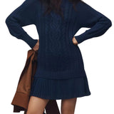 Zoe | Knitted dress, with braided texture, warm and feminine