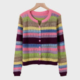 Birgit | Cardigan tricotat cu design retro în dungi Birgit