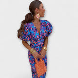 Vanessa | Rochie elegantă, cu decolteu în V și mânecă bufantă