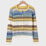 Birgit | Cardigan tricotat cu design retro în dungi Birgit