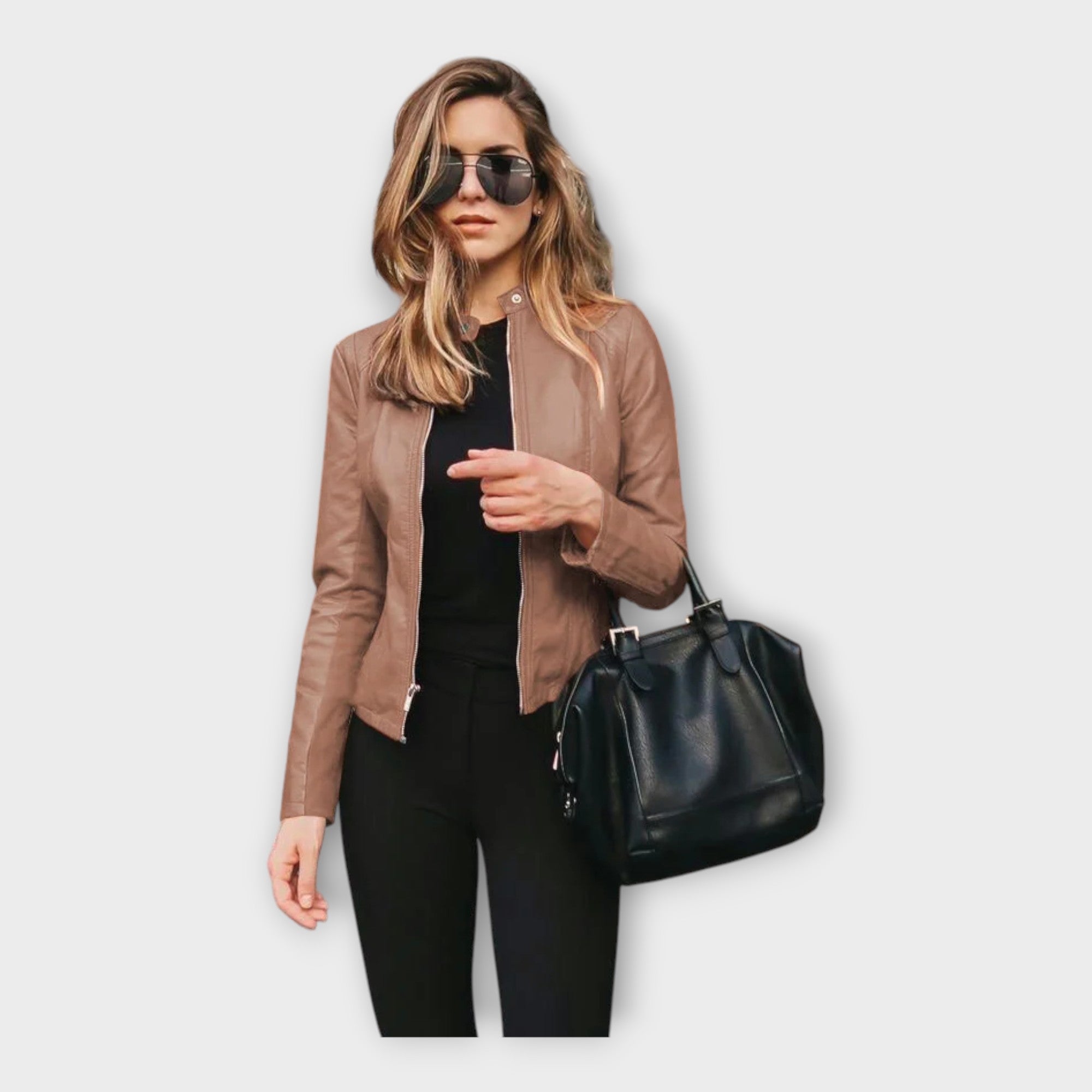 Johanna | Jachetă din piele cu linie modernă Johanna