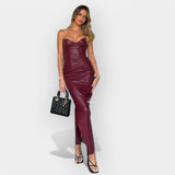 Beatriz | Rochie midi din piele, cu caracter modern și îndrăzneț
