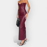 Beatriz | Rochie midi din piele, cu caracter modern și îndrăzneț