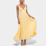 Selena | Pleated maxi dress, in vibrant yellow