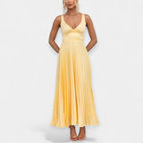 Selena | Pleated maxi dress, in vibrant yellow