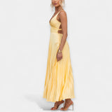 Selena | Pleated maxi dress, in vibrant yellow