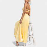 Selena | Pleated maxi dress, in vibrant yellow
