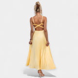 Selena | Pleated maxi dress, in vibrant yellow