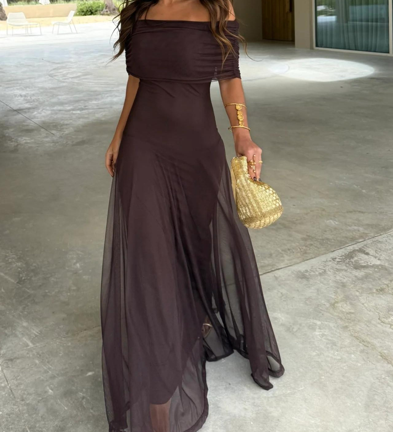 Juliana | Rochie maxi din șifon, cu un singur umăr, eterică și romantică