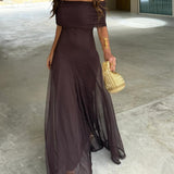 Juliana | Maxi chiffon one-shoulder dress, ethereal and romantic